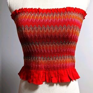 NWOT Forever 21 SMOCKED Tube Top Medium Red
